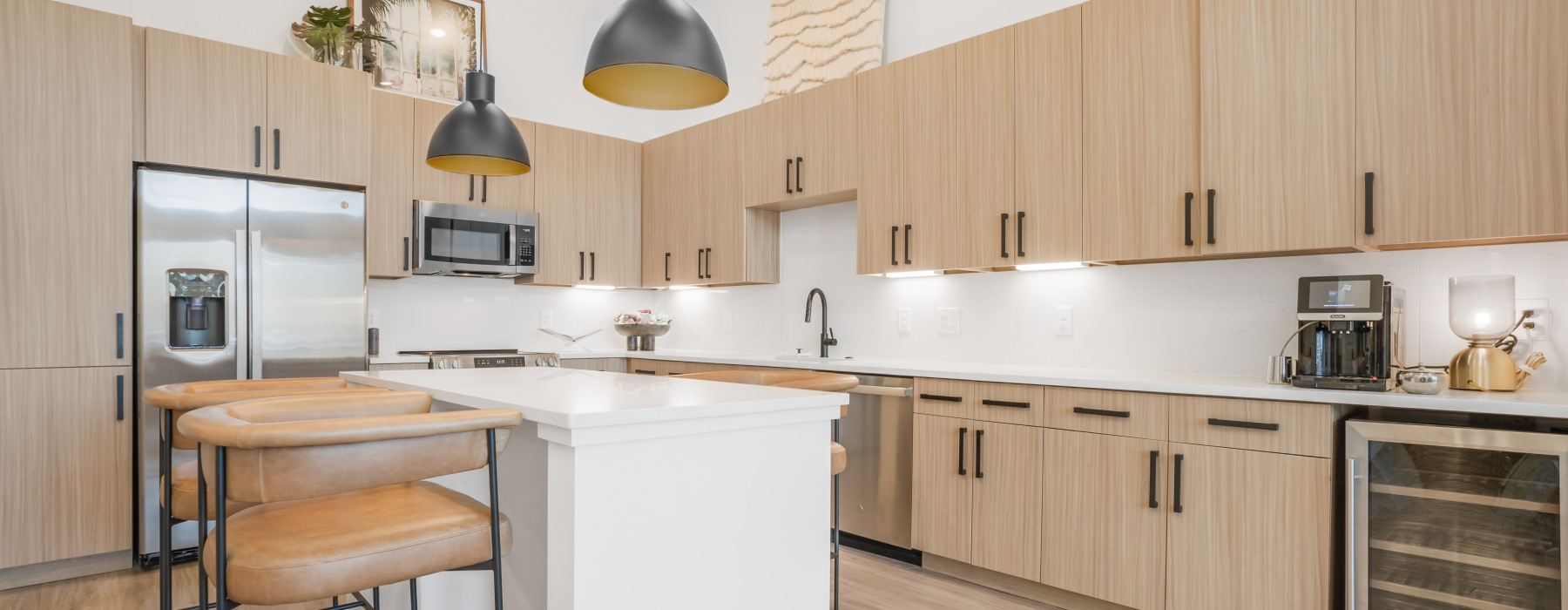 kitchen with bright lighting and ample counter space