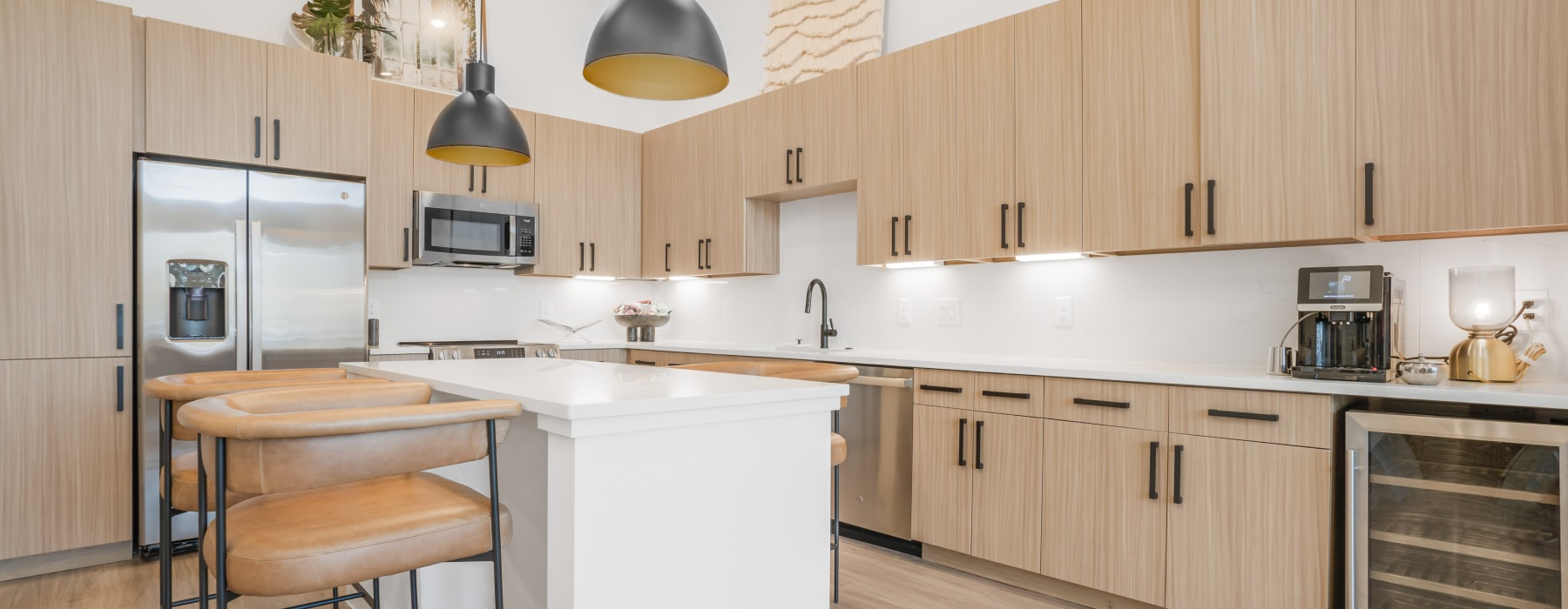 kitchen with bright lighting and ample counter space